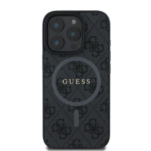 GUESS tok iPhone 16 Pro Magsafe kompatibilis GUHMP16LG4GFRK (PU 4G Ring Classic Logo) Fekete