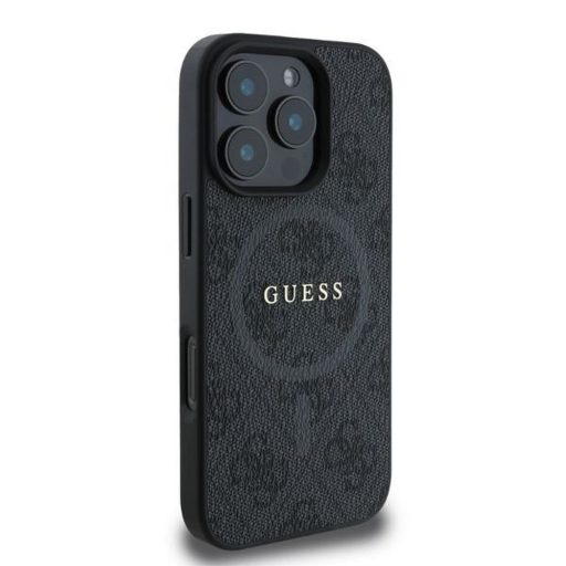 GUESS tok iPhone 16 Pro Magsafe kompatibilis GUHMP16LG4GFRK (PU 4G Ring Classic Logo) Fekete