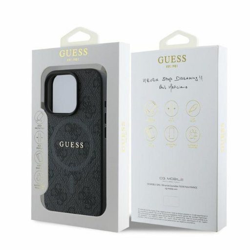 GUESS tok iPhone 16 Pro Magsafe kompatibilis GUHMP16LG4GFRK (PU 4G Ring Classic Logo) Fekete