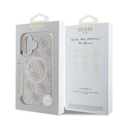 GUESS tok iPhone 16 Plus Magsafe kompatibilis GUHMP16MG4GFRP (PU 4G Ring Classic Logo) rózsaszín