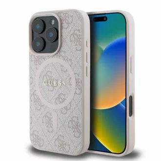   GUESS tok iPhone 16 Pro Magsafe kompatibilis GUHMP16LG4GFRP (PU 4G Ring Classic Logo) rózsaszín