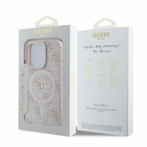 GUESS tok iPhone 16 Pro Max Magsafe kompatibilis GUHMP16XG4GFRP (PU 4G Ring Classic Logo) rózsaszín