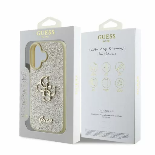 GUESS tok iPhone 16 GUHCP16SHG4SGD (Fixed Glitter Big 4G) arany