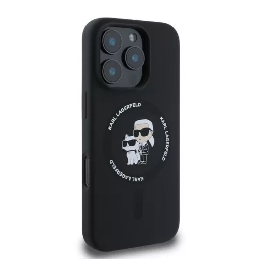 KARL LAGERFELD tok iPhone 16 Pro Magsafe kompatibilis KLHMP16LSCMKCRHK (Silicone KC Body Ring) Fekete