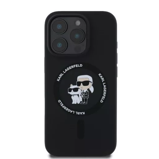 KARL LAGERFELD tok iPhone 16 Pro Magsafe kompatibilis KLHMP16LSCMKCRHK (Silicone KC Body Ring) Fekete