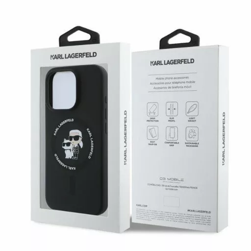 KARL LAGERFELD tok iPhone 16 Pro Magsafe kompatibilis KLHMP16LSCMKCRHK (Silicone KC Body Ring) Fekete