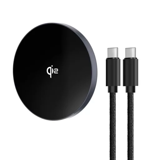 Forcell F-Energy Smart Charge vezeték nélküli töltő USB-C Qi2 15W MagSafe kompatibilis levehető kábellel 1,5 m ezüst