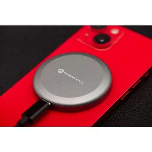 Forcell F-Energy Smart Charge vezeték nélküli töltő USB-C Qi2 15W MagSafe kompatibilis levehető kábellel 1,5 m ezüst