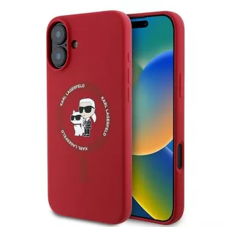   KARL LAGERFELD tok iPhone 16 Plus Magsafe kompatibilis KLHMP16MSCMKCRHR (Silicone KC Body Ring) piros