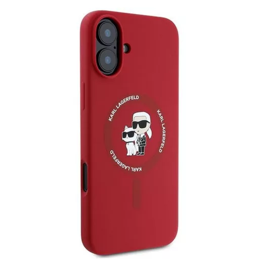 KARL LAGERFELD tok iPhone 16 Plus Magsafe kompatibilis KLHMP16MSCMKCRHR (Silicone KC Body Ring) piros