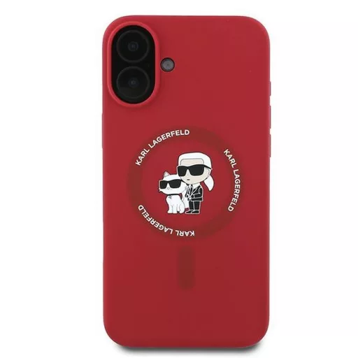 KARL LAGERFELD tok iPhone 16 Plus Magsafe kompatibilis KLHMP16MSCMKCRHR (Silicone KC Body Ring) piros