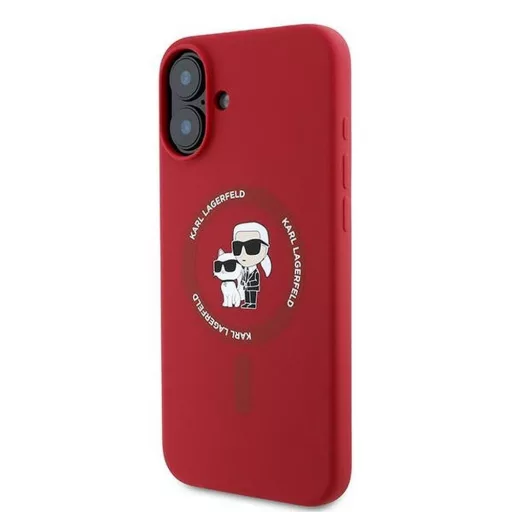 KARL LAGERFELD tok iPhone 16 Plus Magsafe kompatibilis KLHMP16MSCMKCRHR (Silicone KC Body Ring) piros