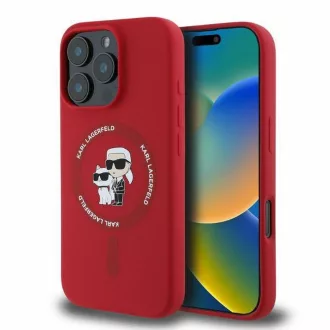  KARL LAGERFELD tok iPhone 16 Pro Max Magsafe kompatibilis KLHMP16XSCMKCRHR (Silicone KC Body Ring) piros