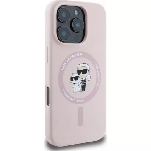 KARL LAGERFELD tok iPhone 16 Magsafe kompatibilis KLHMP16SSCMKCRHP (Silicone KC Body Ring) rózsaszín