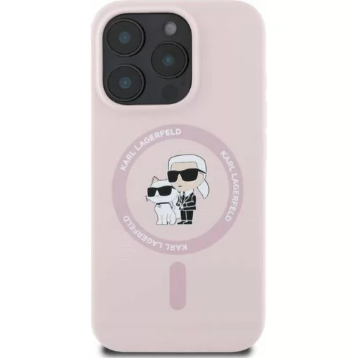 KARL LAGERFELD tok iPhone 16 Magsafe kompatibilis KLHMP16SSCMKCRHP (Silicone KC Body Ring) rózsaszín