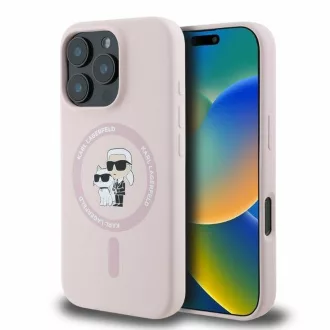   KARL LAGERFELD tok iPhone 16 Pro Max Magsafe kompatibilis KLHMP16XSCMKCRHP (Silicone KC Body Ring) rózsaszín