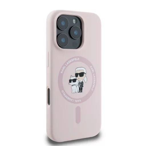 KARL LAGERFELD tok iPhone 16 Pro Max Magsafe kompatibilis KLHMP16XSCMKCRHP (Silicone KC Body Ring) rózsaszín