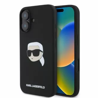   KARL LAGERFELD tok iPhone 16 Magsafe kompatibilis KLHMP16SSKHPPLK (Sil KL Head Print) fekete