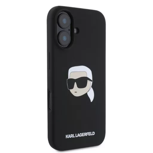 KARL LAGERFELD tok iPhone 16 Magsafe kompatibilis KLHMP16SSKHPPLK (Sil KL Head Print) fekete