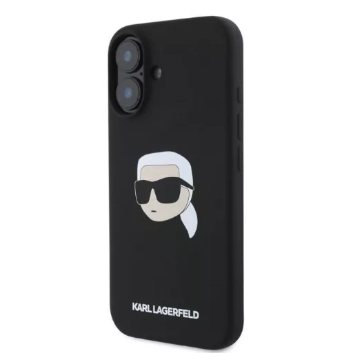 KARL LAGERFELD tok iPhone 16 Magsafe kompatibilis KLHMP16SSKHPPLK (Sil KL Head Print) fekete
