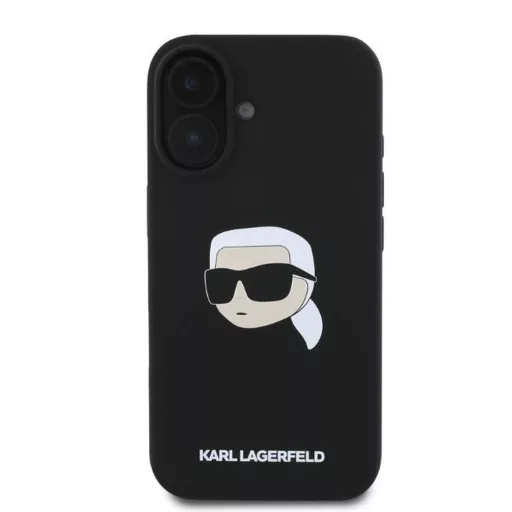 KARL LAGERFELD tok iPhone 16 Magsafe kompatibilis KLHMP16SSKHPPLK (Sil KL Head Print) fekete