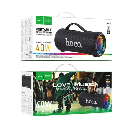 Vezeték nélküli hangszóró LED 2 x 20W 4h Hoco HA10 fekete