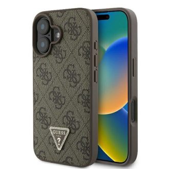   GUESS tok iPhone 16 GUHCP16SP4TDPW (PU Leather 4G Triangle Strass) barna