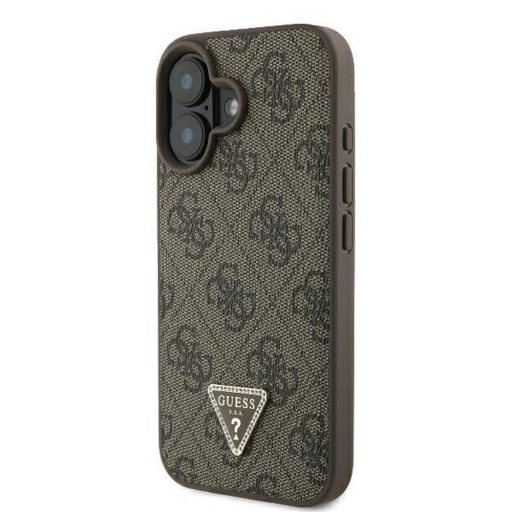 GUESS tok iPhone 16 GUHCP16SP4TDPW (PU Leather 4G Triangle Strass) barna