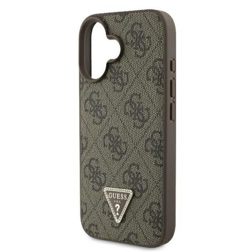 GUESS tok iPhone 16 GUHCP16SP4TDPW (PU Leather 4G Triangle Strass) barna