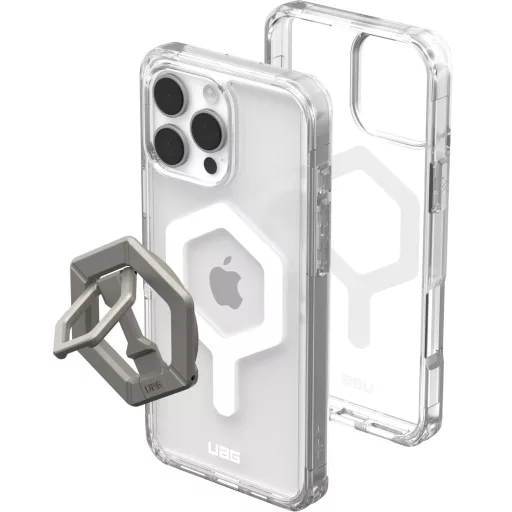 UAG Urban Armor Gear tok PLYO Magsafe kompatibilis and Magnetic Ring Stand for iPhone 16 Pro Max ice-fehér / titanium