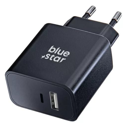 Blue Star hálózati töltő USB-C + USB-A QC4.0 PD 3A 25W TFB-TC-25WPD fekete