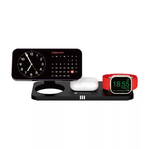 Forcell F-Energy MagNetix 3 az 1-ben vezeték nélküli töltő USB-C Qi2 20,5W MagSafe kompatibilis 0INT fekete