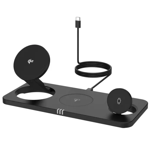 Forcell F-Energy MagNetix 3 az 1-ben vezeték nélküli töltő USB-C Qi2 20,5W MagSafe kompatibilis 0INT fekete