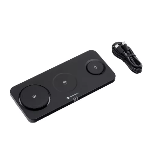 Forcell F-Energy MagNetix 3 az 1-ben vezeték nélküli töltő USB-C Qi2 20,5W MagSafe kompatibilis 0INT fekete
