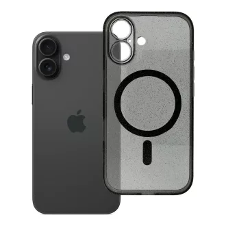   Clear Mag Cover tok iPhone 16  (STR / kameravédős) Magsafe kompatibilis fekete glitter