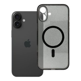   Clear Mag Cover tok iPhone 16 PLUS  (STR / kameravédős) Magsafe kompatibilis fekete glitter