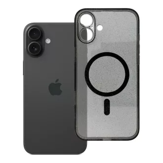   Clear Mag Cover tok iPhone 16 PLUS  (STR / kameravédős) Magsafe kompatibilis fekete glitter