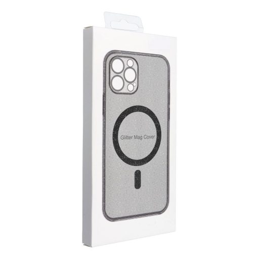 Clear Mag Cover tok iPhone 16 PLUS  (STR / kameravédős) Magsafe kompatibilis fekete glitter