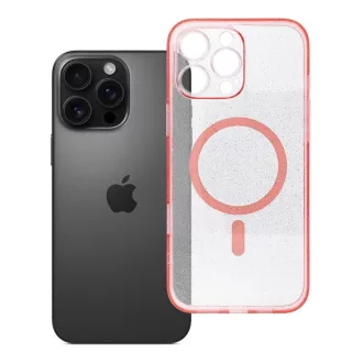   Clear Mag Cover tok iPhone 16 PRO MAX  (STR / kameravédős) Magsafe kompatibilis rózsaszín glitter