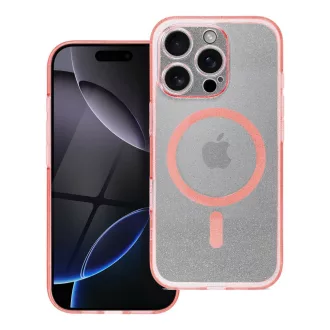   Clear Mag Cover tok iPhone 16 PRO  (STR / kameravédős) Magsafe kompatibilis rózsaszín glitter