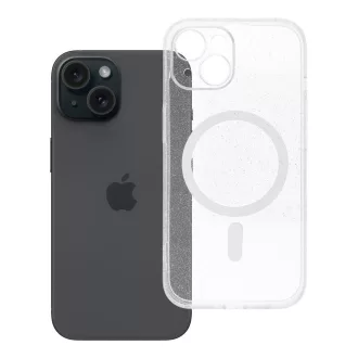   Clear Mag Cover tok iPhone 15  (STR / kameravédős) Magsafe kompatibilis átlátszó glitter