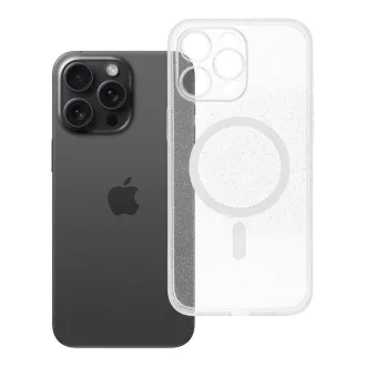   iPhone 15 PRO MAX Clear Mag Cover tok (STR / kameravédelem) – Magsafe kompatibilis – átlátszó csillámos