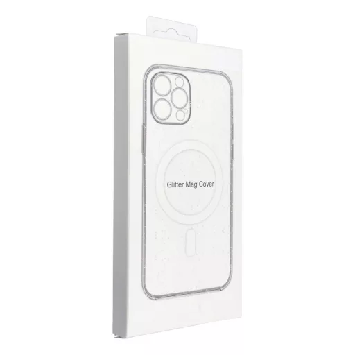 iPhone 15 PRO MAX Clear Mag Cover tok (STR / kameravédelem) – Magsafe kompatibilis – átlátszó csillámos