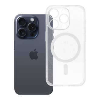   iPhone 15 PRO Clear Mag Cover tok (STR / kameravédelem) – Magsafe kompatibilis – átlátszó csillámos