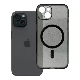   Clear Mag Cover tok iPhone 14  (STR / kameravédős) Magsafe kompatibilis fekete glitter