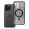 iPhone 14 PRO MAX Clear Mag Cover tok (STR / kameravédelem) – Magsafe kompatibilis – fekete csillámos