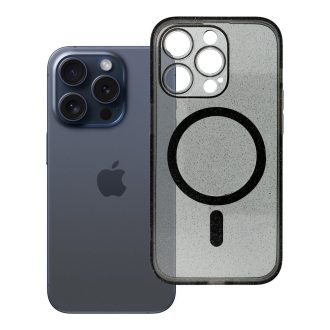   Clear Mag Cover tok iPhone 14 PRO  (STR / kameravédős) Magsafe kompatibilis fekete glitter