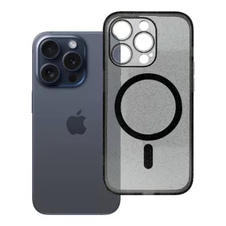   Clear Mag Cover tok iPhone 14 PRO  (STR / kameravédős) Magsafe kompatibilis fekete glitter