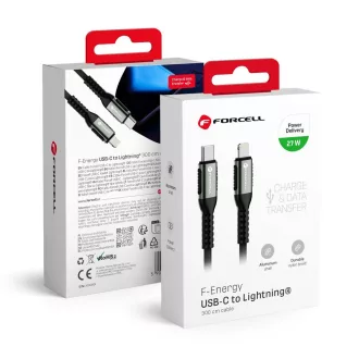  Forcell F-Energy USB-C – Lightning töltőkábel Cafule C259 PD 3A 27W 3 m fekete