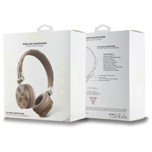 GUESS vezeték nélküli Bluetooth fejhallgató ENC GUBH70EPOSMW (PU Peony Script Round Shape) barna